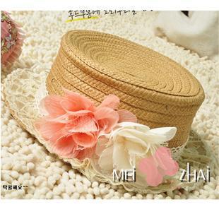 Mew 3 pcs mini Flower lace ccia cap knitted flat strawhat fedoras ccia cap women's mz037