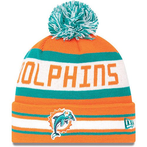 Miami Dolphins WITH POM  sports beanie knitted winter hat  new arrivals hottest top quality winter headwear