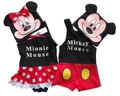 Mickey and minnie  girl's and boy's swimwear kids one pieces swimsuits with caps  mix design mix order