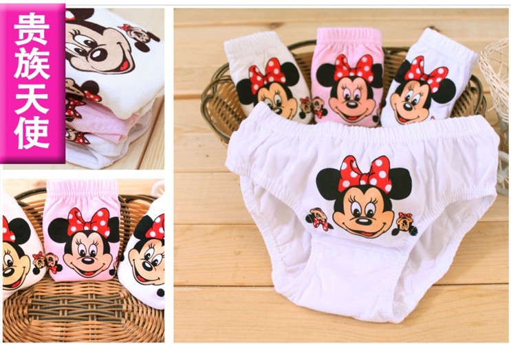 Mickey cartoon cotton briefs for girls, child underwear, children's underwear