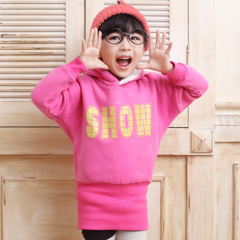 MICKEY children's clothing 2012 winter female child long design thick batwing sleeve with a hood sweatshirt outerwear