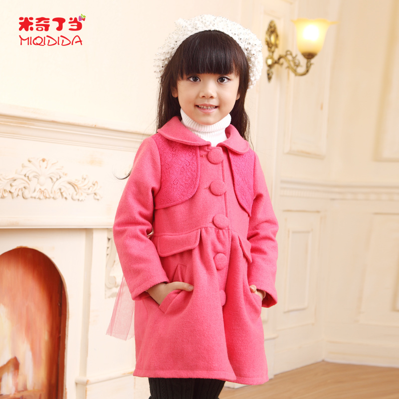 MICKEY children's clothing DANNY BEAR princess female 2012 autumn and winter woolen big trench outerwear