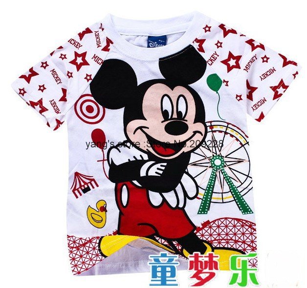 Mickey Mouse theme park sleeve T-shirt white+black Baby shirt