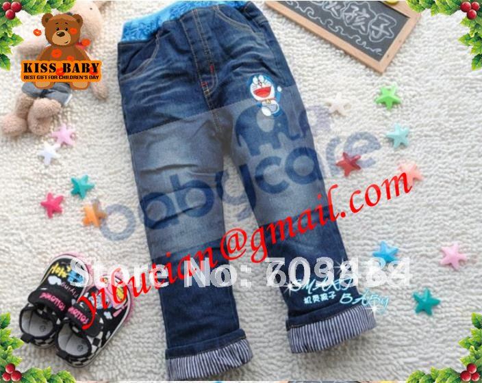 Mid Waist Carton Style Elastic Waist Jeans Pant For Little Girl Fast Shipping