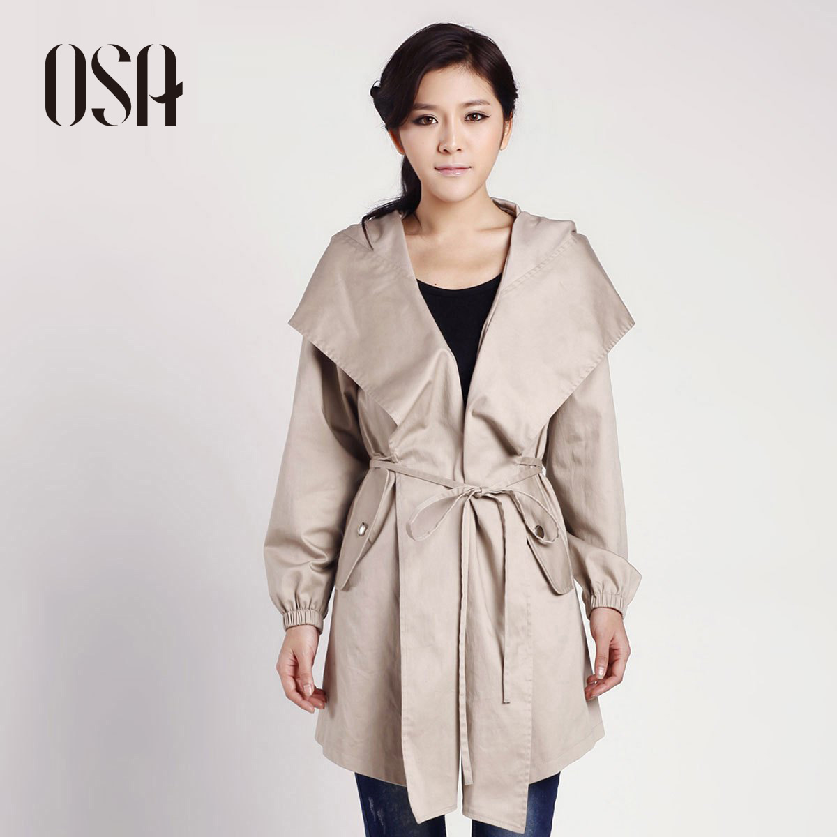 Midsweet osa2011 unique 100% cotton lacing trench f10081