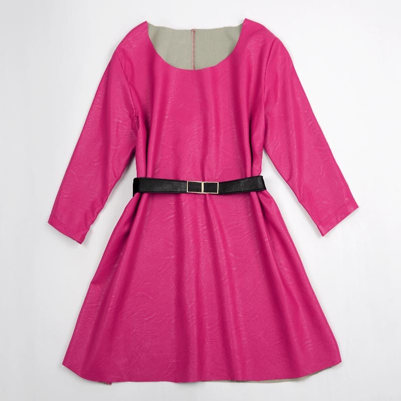 Milk 2012 spring mj fashion loose plus size leather fifth sleeve o-neck t-shirt with belt