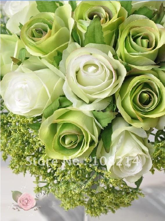 Milk White Aritificial Flowers with 18 pcs/lot Rose best Price for wedding supplies,Wedding flowers
