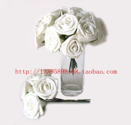 Milky rose artificial flower bride holding flowers bouquet arch