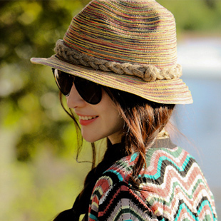 Mim colorful decorative pattern campaigners strawhat beach sunbonnet jazz hat fedoras
