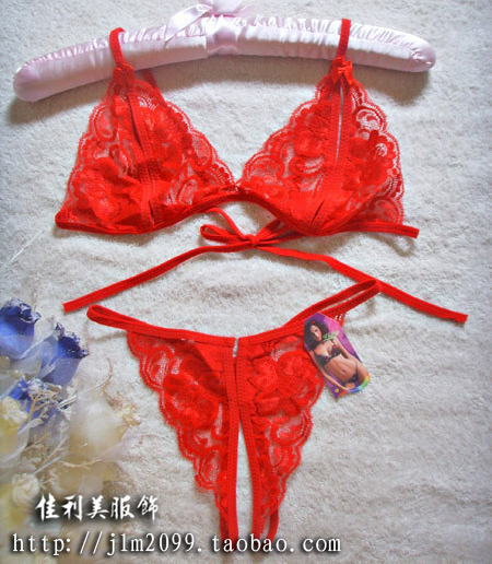 Mimi open-crotch sexy lace bra temptation thong set female underwear q4505