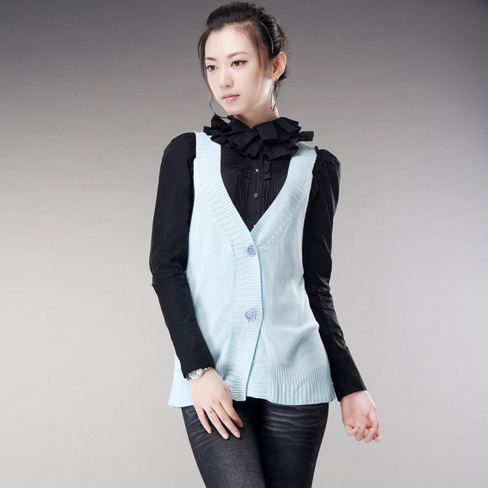 Min embroidery 2013 big women's fashion solid color sweater vest mx1071