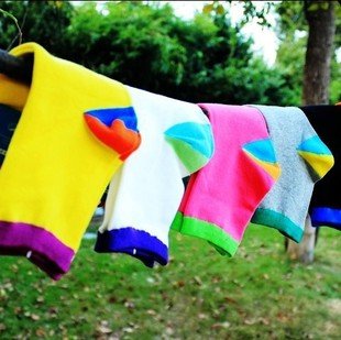 Min Order $10(mixed order)Cute candy hit color mosaic color cotton socks  ladies heels WHOLESALE FREE SHIPPING