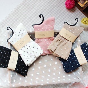 Min Order $10(mixed order)Cute dots Ruffle  socks cotton lady autumn socksWHOLESALE FREE SHIPPING