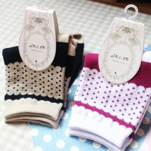 Min Order $10(mixed order)Lovely lace dot cotton socks WHOLESALE FREE SHIPPING