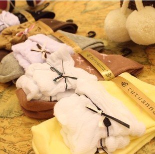 Min Order $10(mixed order) Retail  Lovely lace bow socks ,bowknot cotton socks &Free shipping
