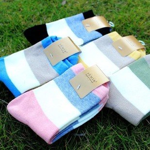 Min Order $10(mixed order) Retail   lovely lady all-match Rainbow Stripe autumn cotton socks stockings  wholesale free shipping