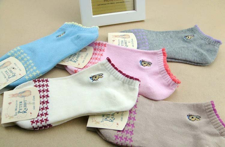 Min.Order$15 High quality Peter rabbit double needle restoring ancient ways cotton socks pure color cotton ankle socks DW2033