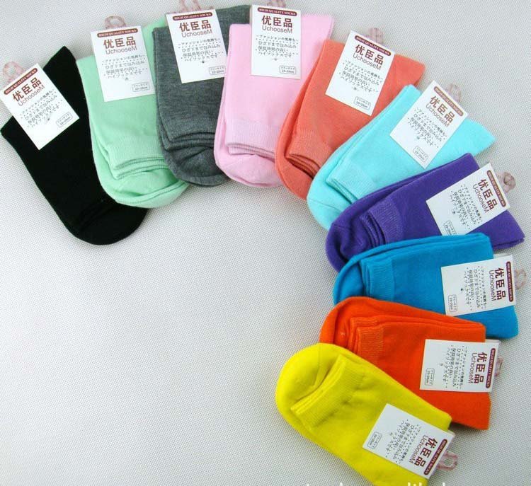 Min.Order$15 Wholesale and retail high quality pure color 100 cotton ankle socks for women  socks DW2023