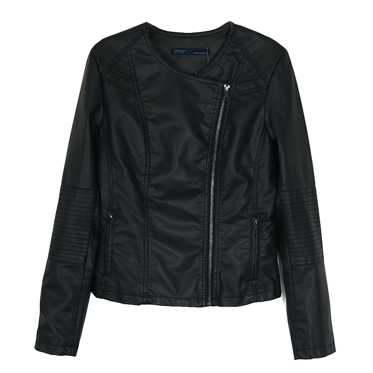 Min order $20 (Mix order) 2012 Women classic oblique zipper slim elegant o-neck leather clothing wholesale