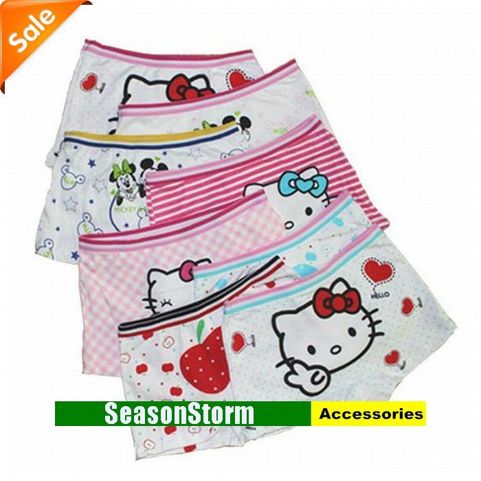 Min Order $20 (mixed order) Retail 100% Cotton Girls Colorful Hello Kitty Cartoon Print Panties / Shorts (SE-66)