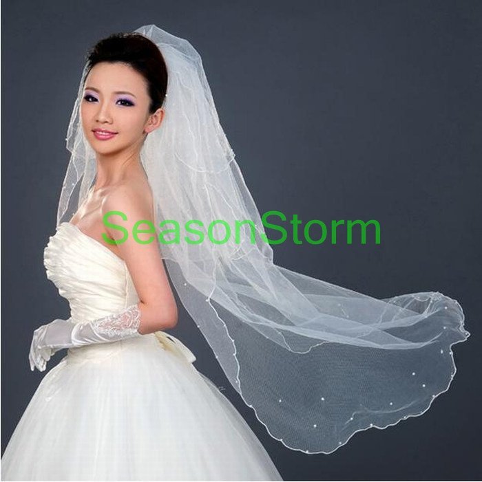 Min Order $20 (mixed order) Retail Euro-style 3 Layer Lace Yarn Wedding Bridal Veils  (SJ-20)