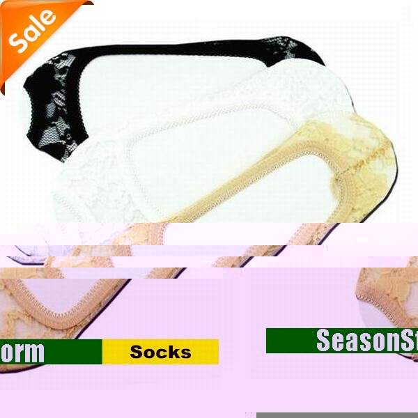 Min Order $20 (mixed order) Retail Lovely Cotton Lace Fingerless Sock Slippers / Colorful Womens No Show (SM-17P)