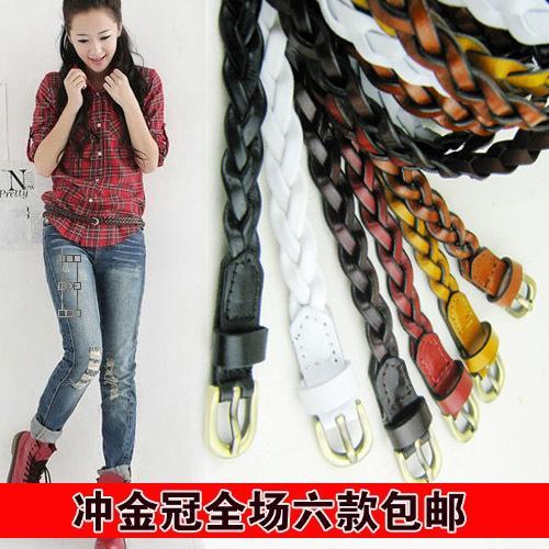 Min.order is $10 (mix order) 123p genuine leather strap single-circle knitted belt female