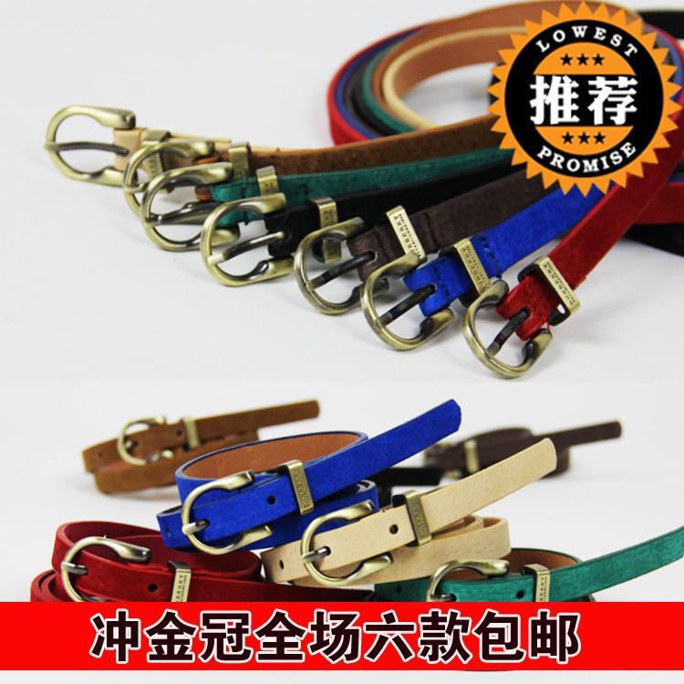 Min.order is $10 (mix order) 182p popular strap genuine leather belt pigskin thin belt