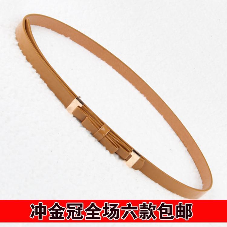 Min.order is $10 (mix order) Fashion candy color paint patent leather bow thin belt women's decoration strap