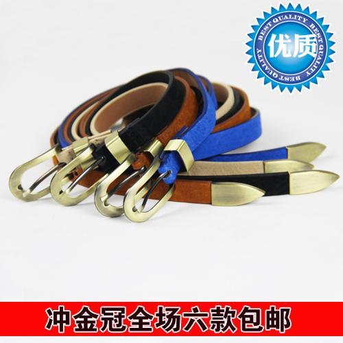 Min.order is $10 (mix order) Genuine leather strap pigskin thin belt piece set metal women's belt