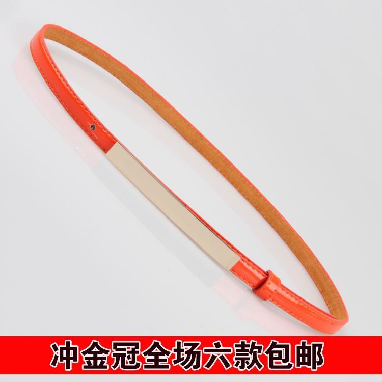 Min.order is $10 (mix order) Thin belt women's genuine leather mirror smooth buckle all-match strap