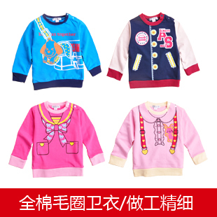min.order is$10(mix order) wholesaleSpring children's clothing cartoon baby long-sleeve T-shirt  sweatshirt child basic shirt