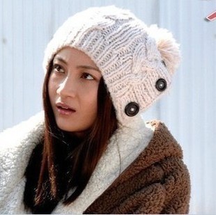 Min.order is $10 (mix order) Z0558 button twisted knitted hat female warm hat