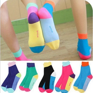 Min. order is $15 (mix order)3819 candy color  cotton  fresh casual women's socks