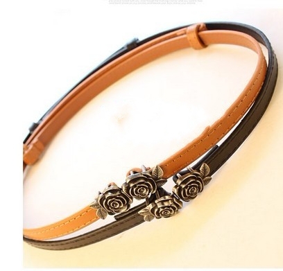 Min.order is $15 (mix order)Fashion Rose Flower Leather Ladies Waist  Belt  Free Shipping
