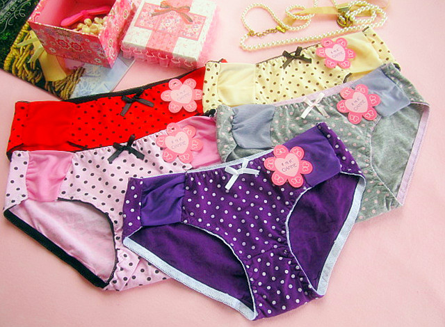 Min.order is $15 (mix order)Free Shipping New arrival modal panty female low-waist briefs 100% cotton dot bow