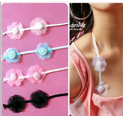 min order is 24pair/lot free shipping 4colour flower straps bra belts