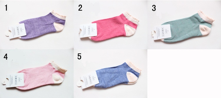 (Min order is $8 Mixed order) CL2016 100% Cotton Lace Candy Color Stockings Socks Socks