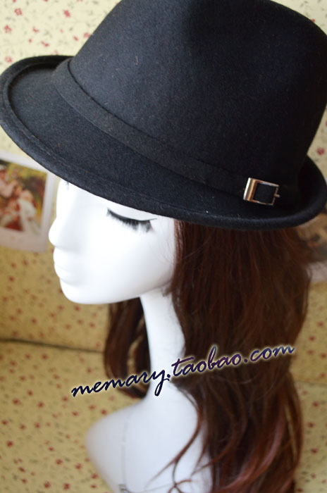 Min order is US$15 (mixed order) Fashion vintage roll up hem roll-up hem woolen jazz hat female