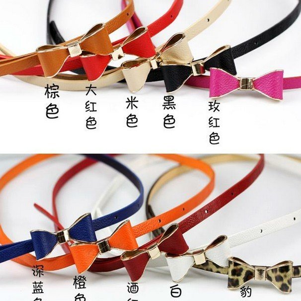 Min. order US$10 Free Shipping Lovely Cute Bow Tie Thin Women Belt Leather Waist Belts Top Quality Wholesale Alibaba Express