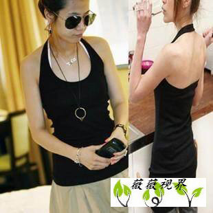 Min USD 15 Free shipping 2012 spring women's breathable thread cotton halter-neck spaghetti strap vest basic .
