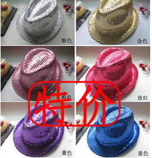 Min USD 15 free shipping Child paillette hat jazz hat cap 0.08kg