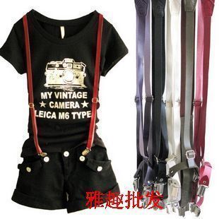Min USD 15 Free shipping Chromophous leather quality 4 clip all-match women's suspenders