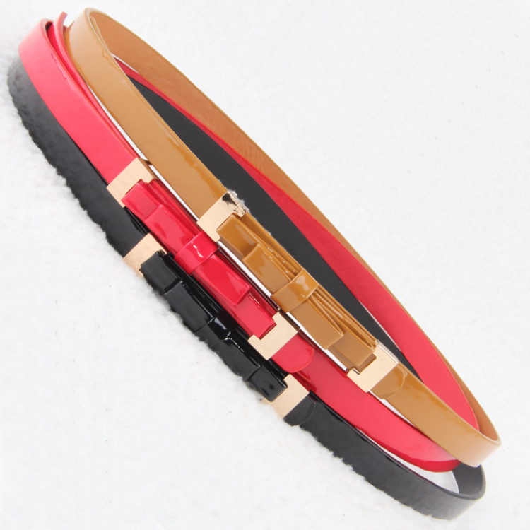 Mini order$15 1.4 fashion candy color paint patent leather bow thin belt women's decoration strap xh-jd