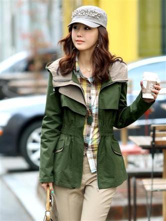 Mini order $15 2012 9011 navy style slim large lapel with a hood short design trench outerwear