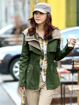 Mini order$15 2012 9011 navy style slim large lapel with a hood short design trench outerwear