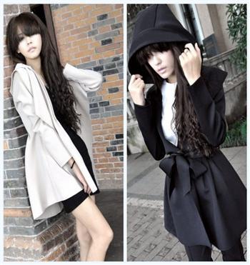 Mini order $15 2012 9013 fashion cool elegant with a hood pleated long design high quality version trench outerwear