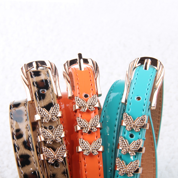 Mini order$15 Butterfly japanned leather candy color leopard print thin belt decoration belt women's