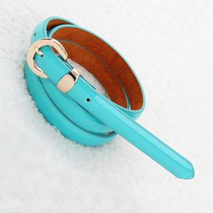 Mini order$15 Glossy japanned leather thin belt female round buckle all-match thin belt decoration belt