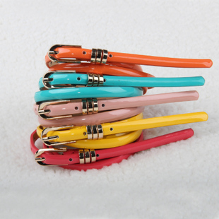 Mini order$15 Thin belt female candy color all-match japanned leather belt decoration strap small belt